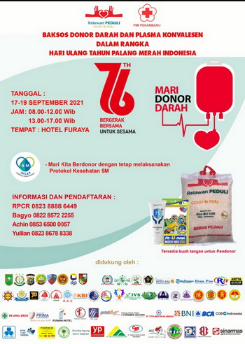 RELAWAN PEDULI COVID-19 RIAU GELAR DONOR DARAH 3 HARI