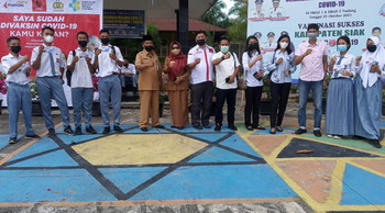 Projo Riau Bersama Pemkab Siak Giat Vaksinasi di Desa Tualang Tahap ke Dua